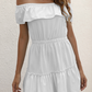 Casual Solid Split Joint Flounce Off the Shoulder Waist Skirt Dresses - Veooy
