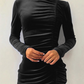 Fashion Elegant Solid Split Joint Fold Half A Turtleneck Pencil Skirt Dresses - Veooy