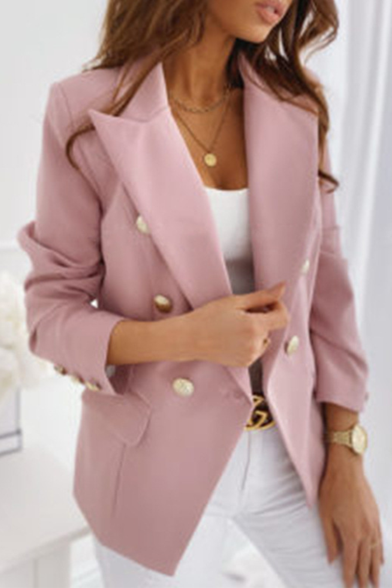 Elegant Solid Split Joint Buttons Turn-back Collar Outerwear(5 colors)