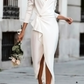 Fashion Elegant Solid Split Joint Asymmetrical V Neck Pencil Skirt Dresses