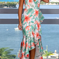 Fashion Elegant Floral Split Joint Flounce V Neck Irregular Dress Dresses(4 colors)