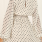 Elegant Polka Dot Split Joint Flounce V Neck Waist Skirt Dresses