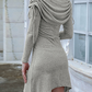 Fashion Elegant Solid Split Joint Fold Off the Shoulder Irregular Dress Dresses
