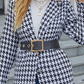 Fashion Elegant Geometric Split Joint Buttons Turn-back Collar Outerwear (Without Belt)