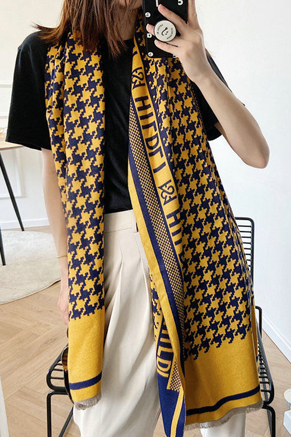 Fashion Casual Letter Geometric Print Lace  Contrast Scarf