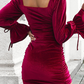 Fashion Elegant Solid Split Joint Fold Square Collar Dresses