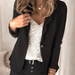 Fashion Elegant Solid Split Joint Buttons Turndown Collar Outerwear