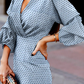 Fashion Elegant Polka Dot Split Joint Fold V Neck Waist Skirt Dresses