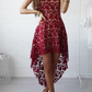 Fashion Elegant Lace Hollowed Out See-through V Neck Dress Dresses（3 colors）