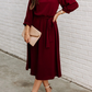 Casual Solid Split Joint With Belt O Neck Waist Skirt Dresses