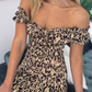 Sexy Leopard Split Joint Off the Shoulder Pencil Skirt Dresses