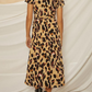 Sexy Leopard Split Joint V Neck Irregular Dress Dresses