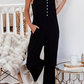 Fashion Solid Buckle U Neck Straight Jumpsuits(3 colors)