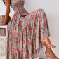 Fashion Print Split Joint Halter Waist Skirt Dresses