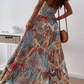 Fashion Print Split Joint Halter Waist Skirt Dresses