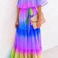 Fashion Gradual Change Flounce Off the Shoulder Cake Skirt Dresses(5 colors)