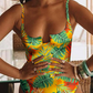 Vacation Print Split Joint Backless Swimwears(5 colors)