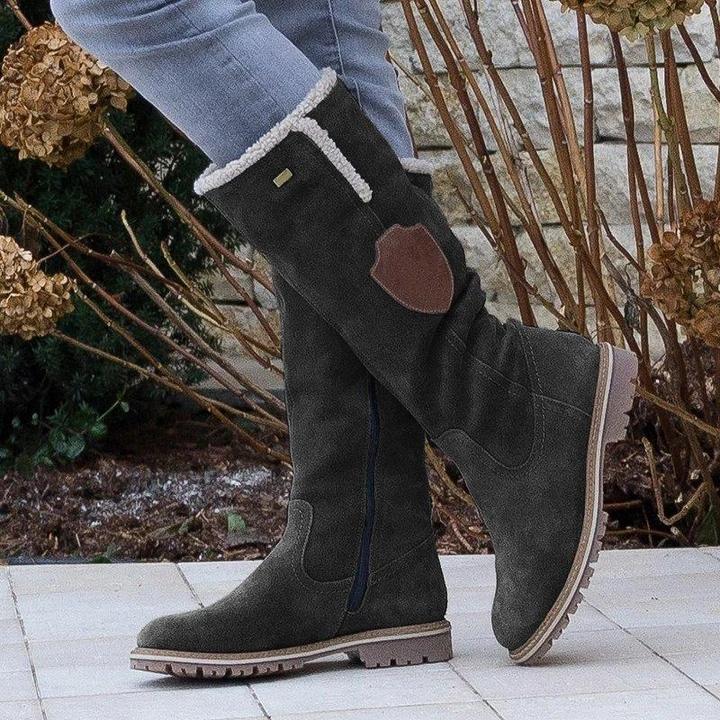Fashion Flat Zipper Knee High Snow Boots * - Veooy