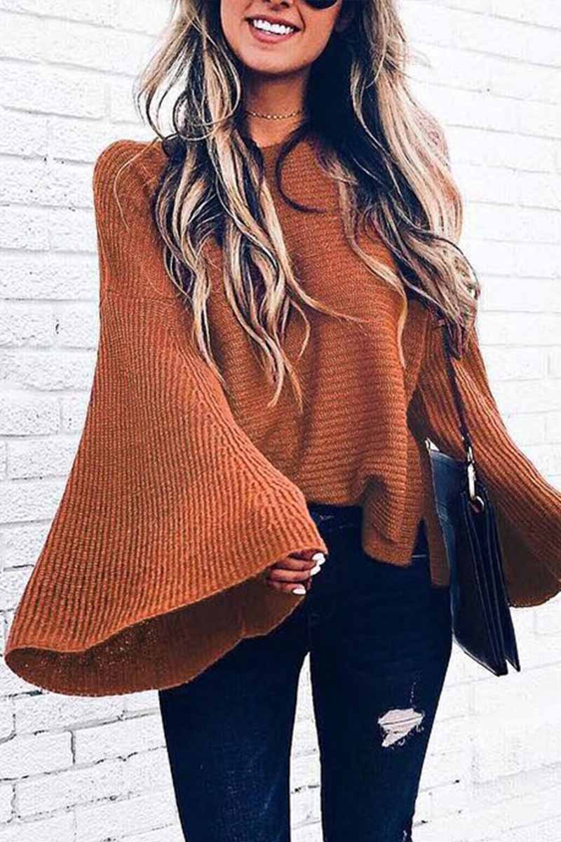 Fashion Wide Sleeve Knitted Sweater