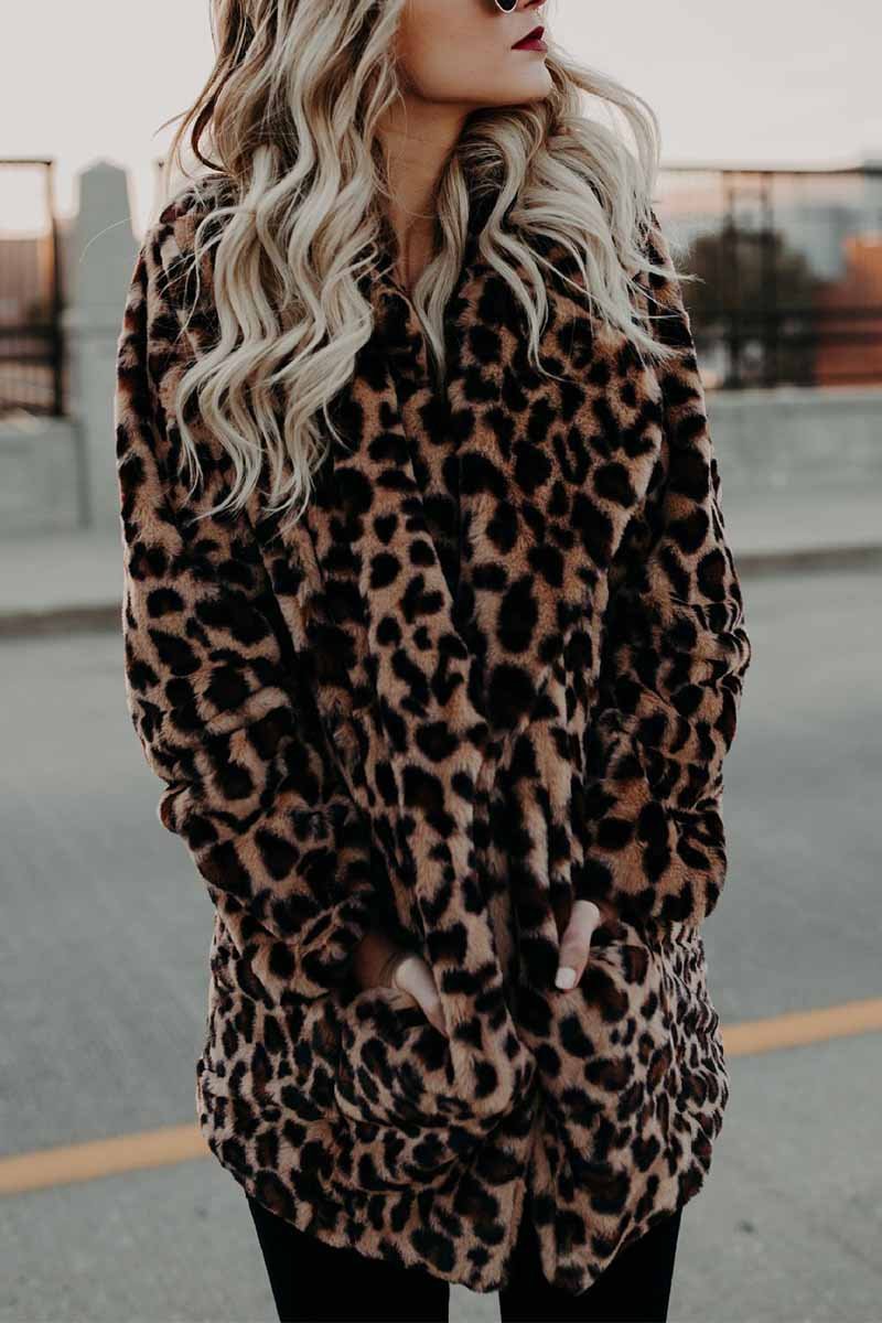 Women's Lapel Leopard Coat