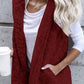 Hooded Thin Solid Plush Coat With Pocket