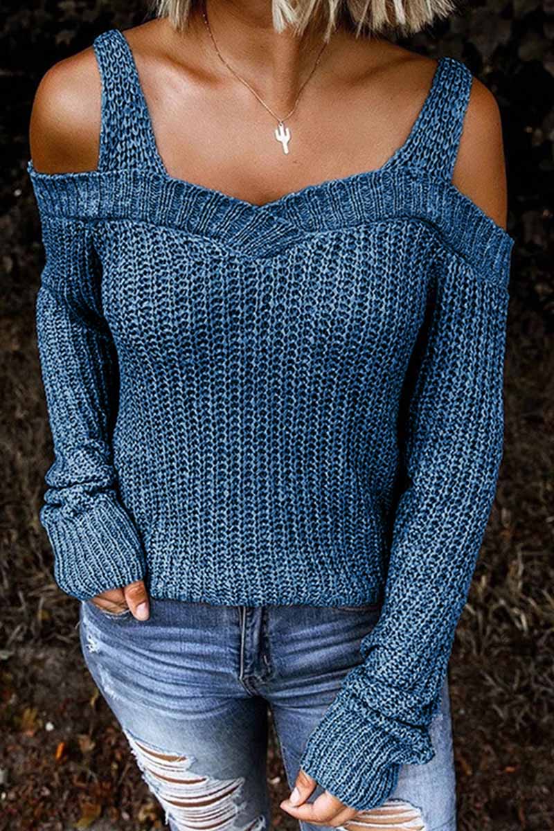 Dew Shoulder Strapless Casual Fashion Sweater(5 colors)
