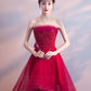 Cute Burgundy Tulle Short Prom Dress, Burgundy Tulle Homecoming Dress - Veooy