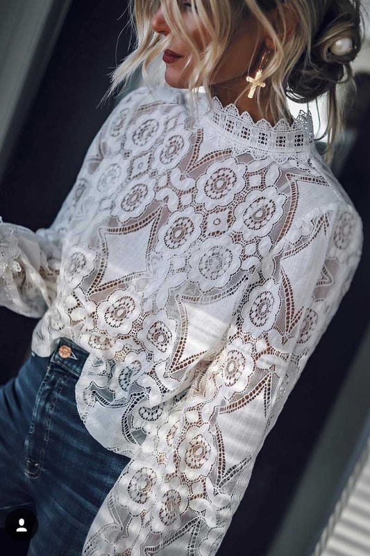 Florcoo Solid Lace Tops ( 2 Colors) - Veooy