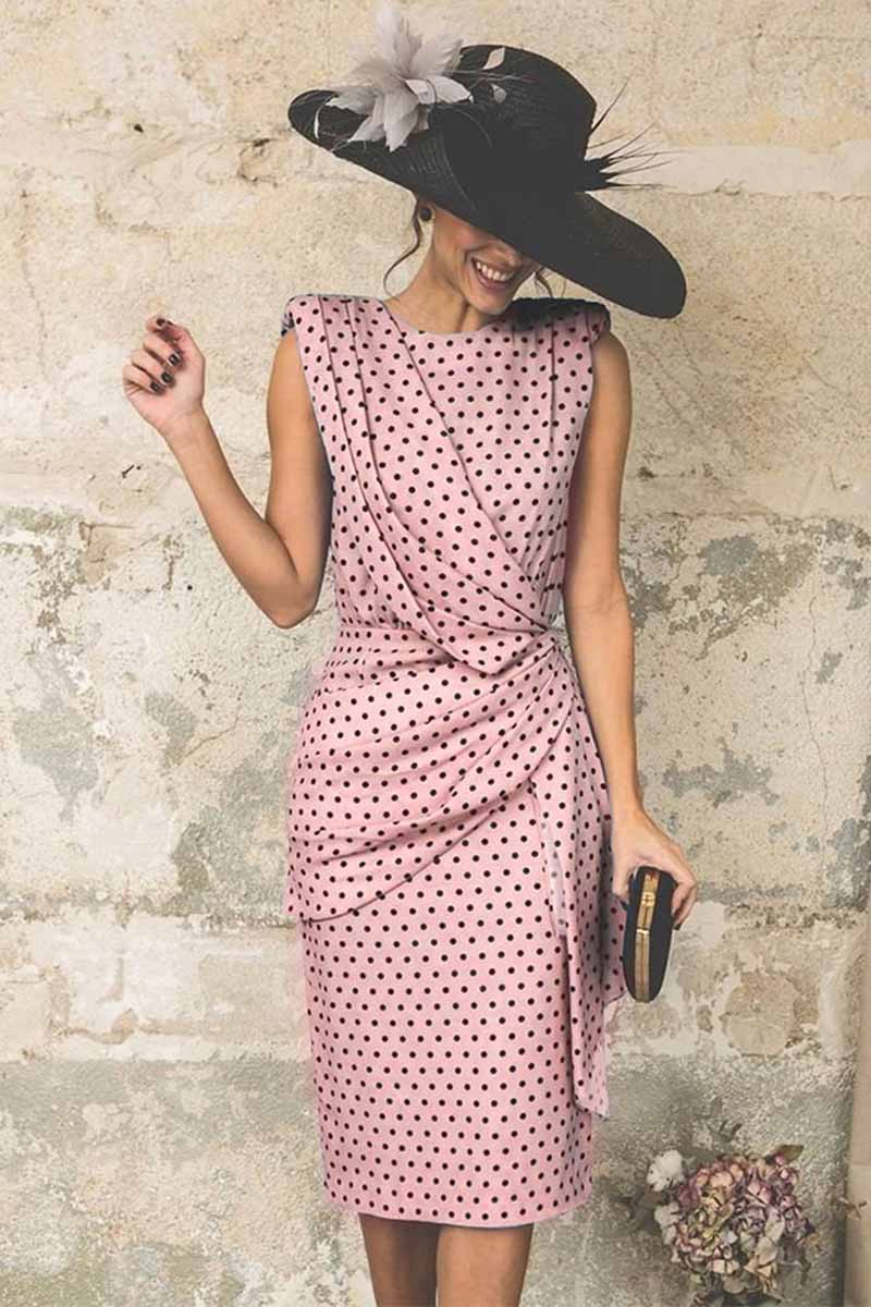 Sexy Polka Dot Pack Hip Sleeveless Midi Dress(4 Colors) 💖