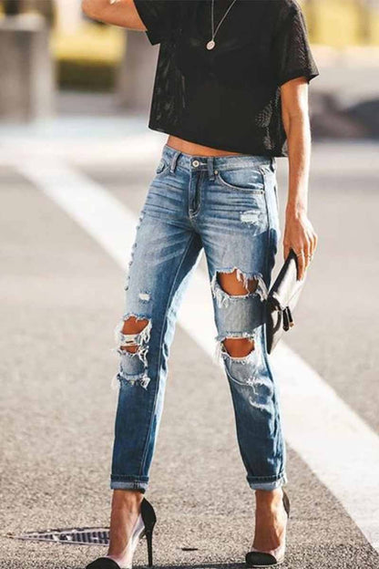 Regular Blue Ripped Jeans 💖
