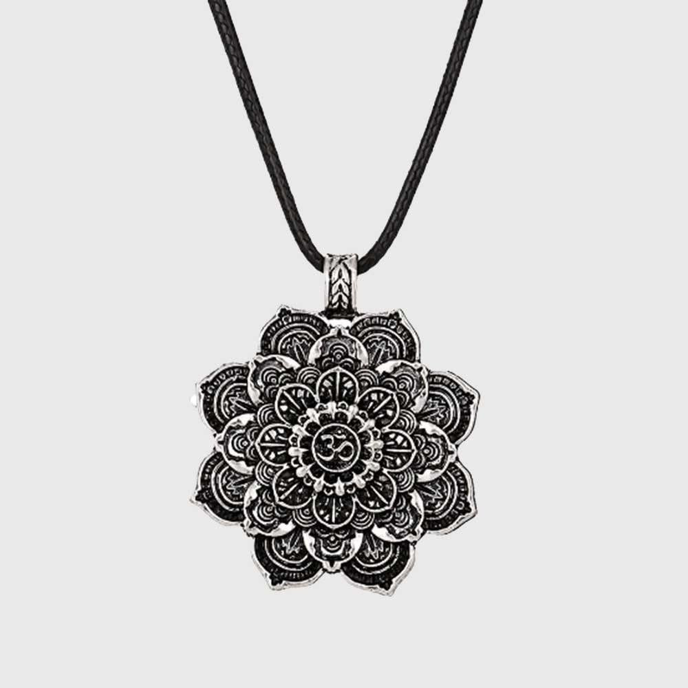 Om Lotus Flower Mandala Necklace