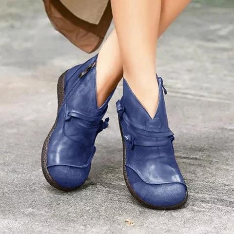 Flat Heel Spring Casual Pu Leather Boots * - Veooy