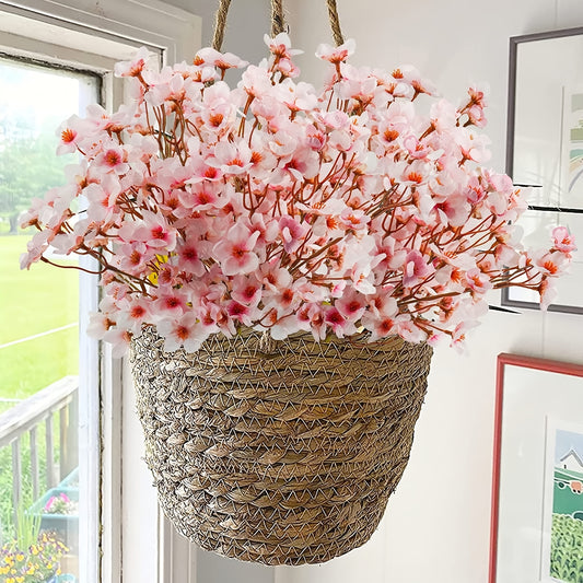 1 Bunch, Artificial Flower, Plastic Artificial Cherry Blossom Flower Bunch, Pink Fake Flower, Fake Plant Decor
