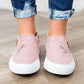 Large Size Zipper Denim Loafers Flats Canvas Shoes Women Casual Slip on *