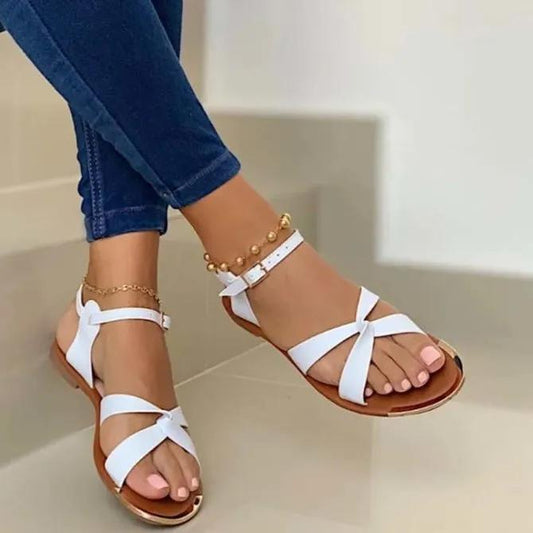 *Holiday Flat Heel Leather Sandals - Veooy