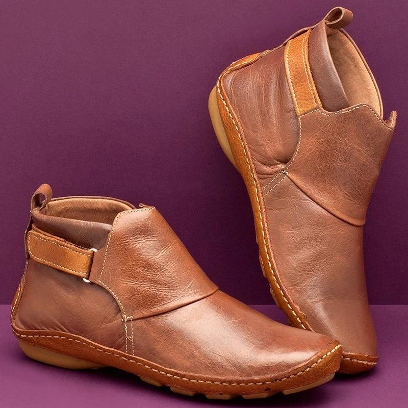 Women Casual Comfy Daily Adjustable Soft Leather Booties *