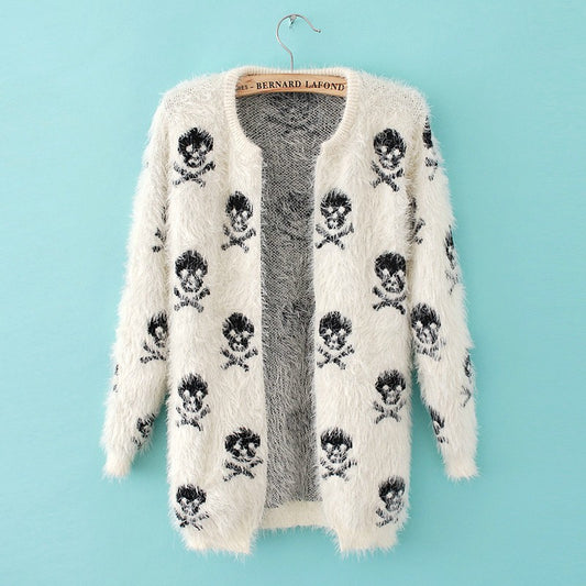 Skull mohair cardigan sweater