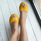 *Women's Fashion Footbed Peep Toe Slip On Slide Sandals - Veooy