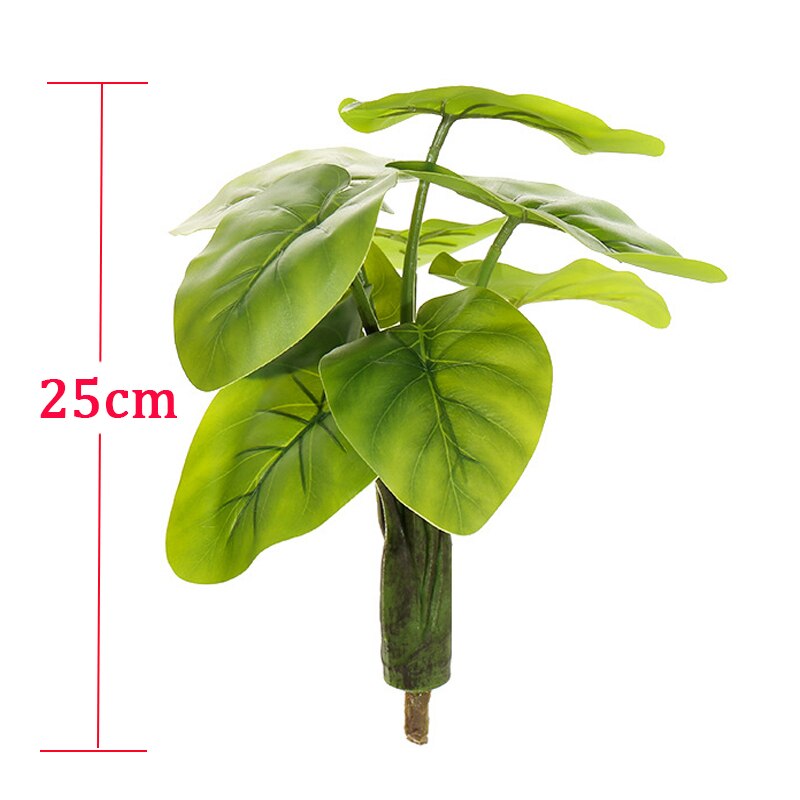 (2 PCS) 25cm 8 Leaves Artificial Monstera Tropical Jungle Palm Plants Desktop Bonsai - Veooy