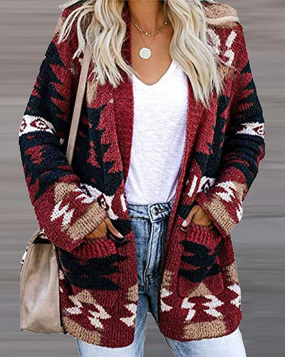 Casual Long-sleeved Knitted Cardigan - Veooy