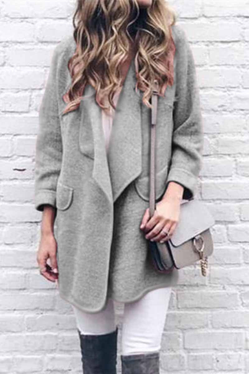 Solid Color Loose Coat With Pockets 💖