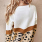 Leopard  Splice Contrast O-neck Sweater