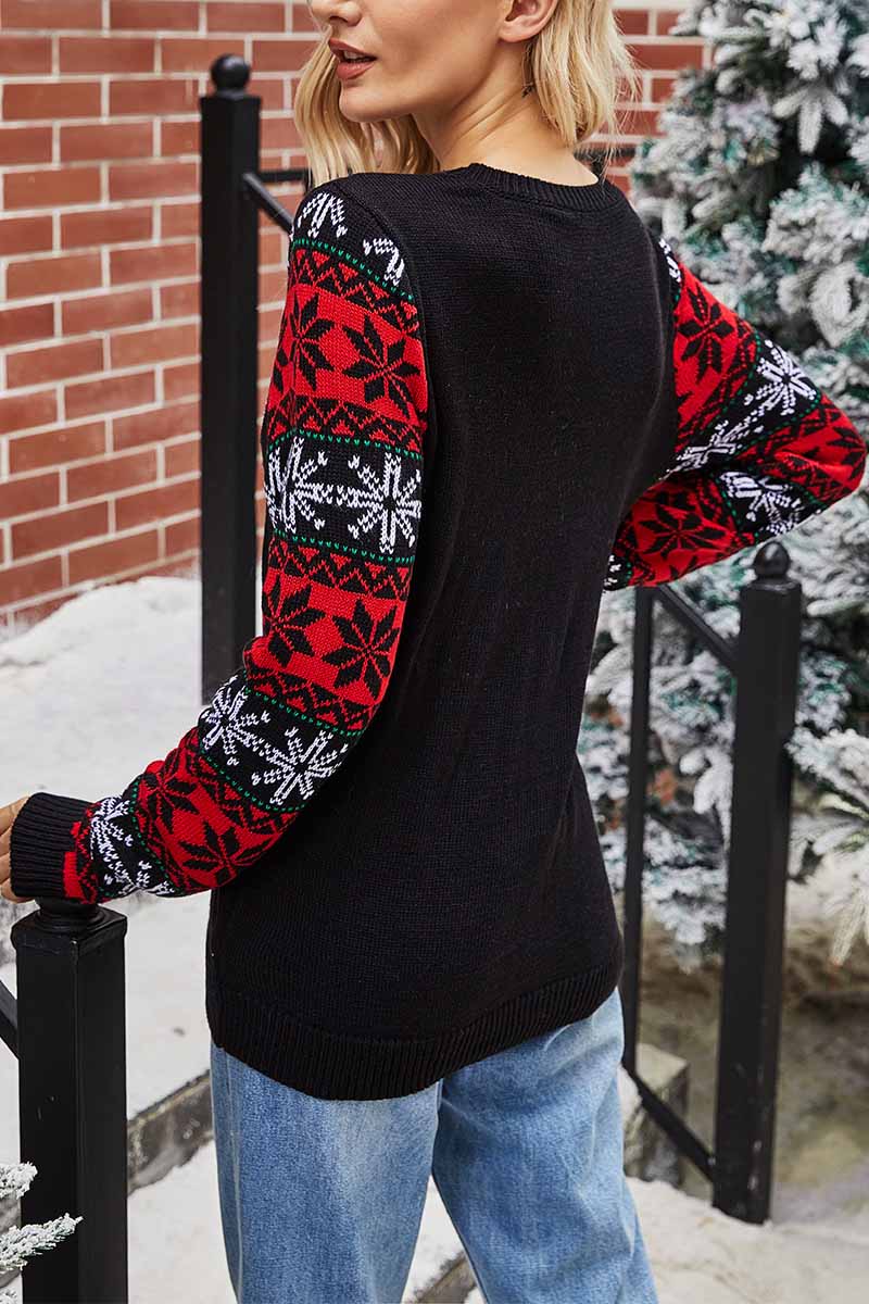 Santa Embroidered Round Neck Knitted Sweater 💖