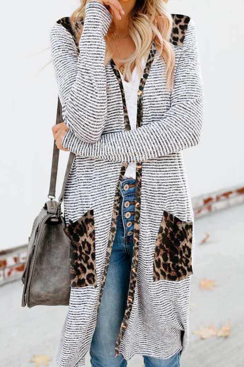 Loose Leopard Print Knitted Cardigan