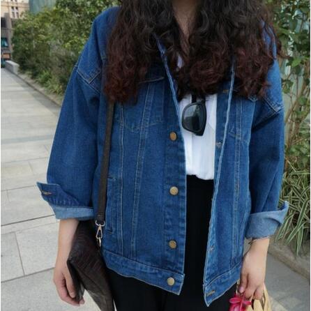 Women Harajuku Oversize Loose Solid Slim Jeans Jacket Coat #218