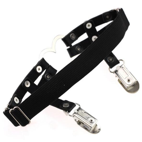 Handmade Punk Rock Double Row Elastic Nylon Garter clips Belts Leg Ring buckle #22 - Veooy