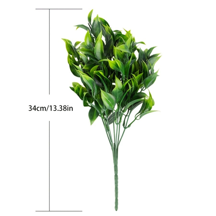 1pc Plastic Orange Leaf, A Bunch Of Fake Green Plant Artificial Leaves Branch For Indoor Home Decoration (13.38inch Height)