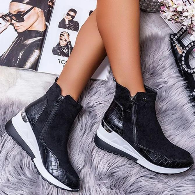 Artificial Leather Block Heel All Season Boots * - Veooy