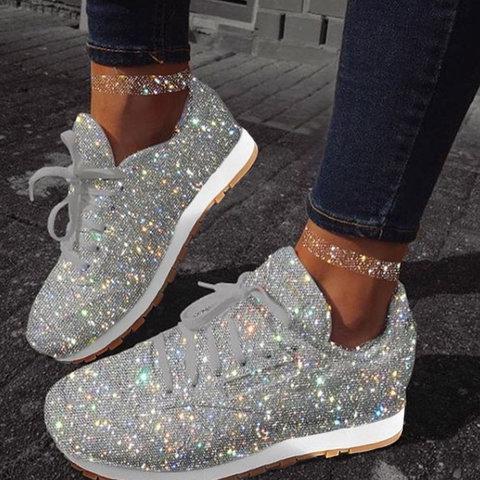 Women Muffin Rhinestone New Crystal Platform Sneakers *