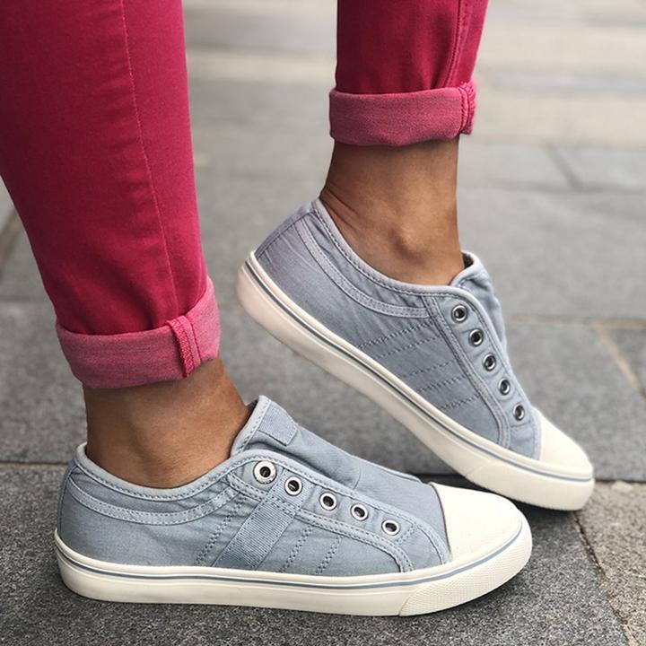 *Slide Canvas Round Toe Casual Outdoor Spring/fall Women Sneakers - Veooy